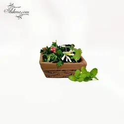 سبد سبزی 4 گوش کوچک حصیری پارچه ای باتیس