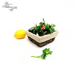 سبد سبزی 4 گوش کوچک حصیری پارچه ای باتیس