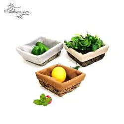 سبد سبزی 4 گوش کوچک حصیری پارچه ای باتیس