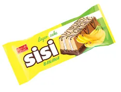 کیک سه لایه کرمدار با طعم موز و تزیین فرآورده کاکائویی 40 گرم سی سی