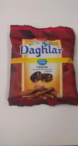 آبنبات گیاهی بدون شکر داغلار با طعم شیرین بیان شیرین عسل 50 گرم