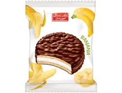 بیسکویت با مغزی موز 22 گرم آلبینا با روکش شکلات
