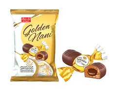 تافی روکشدار کره ای با مغز کارامل فندقی گلدن نانی (سطلی) 400 گرم - فروشگاه اینترنتی شیرینیکا