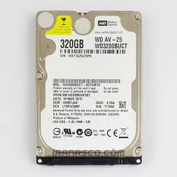 هارد HDD لپ تاپ 320 گیگابایت وسترن Sata 5400RPM-Riffer سه ماه گارانتی