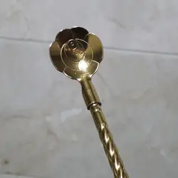 قاشق شربت خوری نی دار طلایی طرح گل بسته 6 عددی