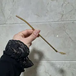 قاشق شربت خوری نی دار طلایی طرح گل بسته 6 عددی