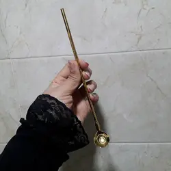 قاشق شربت خوری نی دار طلایی طرح گل بسته 6 عددی
