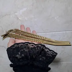 قاشق شربت خوری نی دار طلایی طرح گل بسته 6 عددی