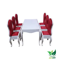 ماکت دکوری طرح میز و صندلی ناهارخوری 6 نفره سرخابی رنگ