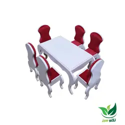 ماکت دکوری طرح میز و صندلی ناهارخوری 6 نفره سرخابی رنگ