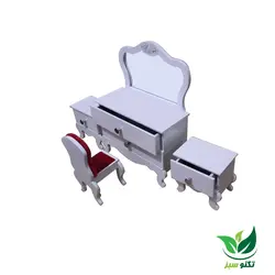 ماکت دکوری تخت خواب و آیینه کنسول سرخابی رنگ