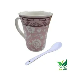 ماگ طرح گلدار سرامیکی (قاشق دار)