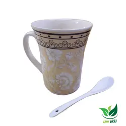 ماگ طرح گلدار سرامیکی (قاشق دار)