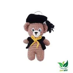 آویز جا کلیدی بافتنی طرح خرس فارغ التحصیل