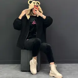 کاپشن کلاهدار تدی کد 6490