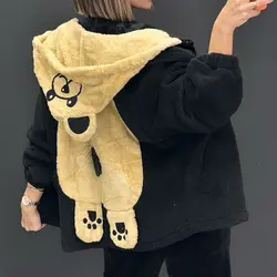 کاپشن کلاهدار تدی کد 6490