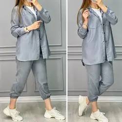 ست مانتو و شلوار میکرو میله ای کد 2901