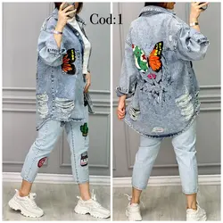 مانتو جین ترک پشت طرحدار کد 2829