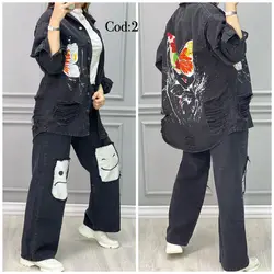 مانتو جین ترک پشت طرحدار کد 2829