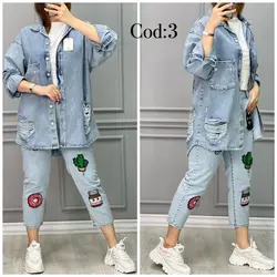 مانتو جین ترک پشت طرحدار کد 2829