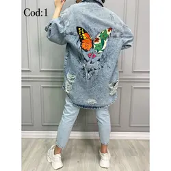 مانتو جین ترک پشت طرحدار کد 2829