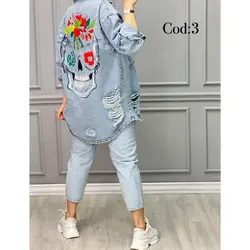 مانتو جین ترک پشت طرحدار کد 2829