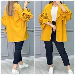 مانتو نوار دوزی استین بند کد 2676