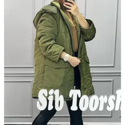 کاپشن پشم شیشه دار و کلاهدار کد2591