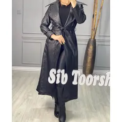 بارونی چرم استردار بلند کد 2500