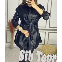 بارونی چرم ترکیبی کد 2448