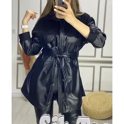 بارونی چرم ترکیبی کد 2448