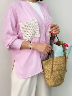 شومیزی جیب مکرومه کد 6990