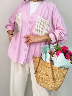 شومیزی جیب مکرومه کد 6990