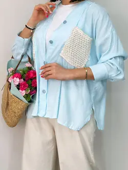 شومیزی جیب مکرومه کد 6990