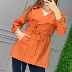 مانتو ۴ دکمه کمردار کد 2918