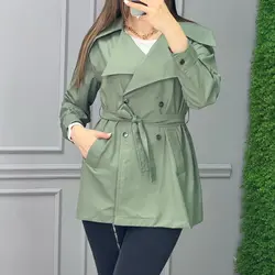 مانتو ۴ دکمه کمردار کد 2918