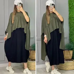 مانتو پیراهنی دو تیکه کد 2919