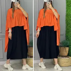 مانتو پیراهنی دو تیکه کد 2919