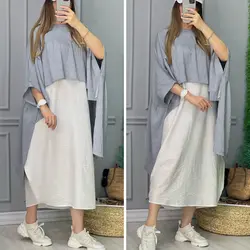 مانتو پیراهنی دو تیکه کد 2919