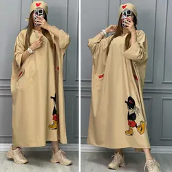 مانتو پیراهنی میکی همراه با باندانا کد 2976