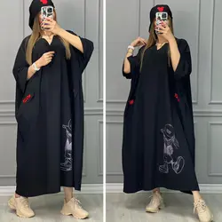 مانتو پیراهنی میکی همراه با باندانا کد 2976
