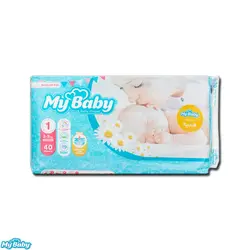 پوشک مای بیبی سایز ۱ بسته ۴۰ عددی دستمال مرطوب هدیه my baby - فروشگاه سیسمونی روژان