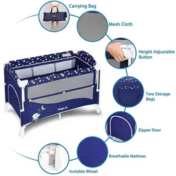 تخت و پارک تاشو کنار مادر 4 کاره - فروشگاه سیسمونی روژان