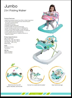 روروئک واکر شو طرح هواپیما سبزآبی اسپادیس Jumbo (2 in 1 Folding Walker) - Blue Spuddies - فروشگاه سیسمونی روژان