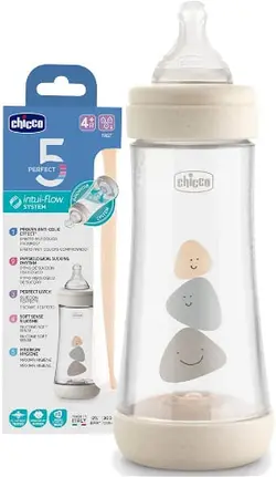شیشه شیر چیکو پرفکت۵ 30۰ml ضدنفخ +4m - فروشگاه سیسمونی روژان