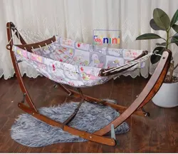 گهواره سنتی چوبی تاشو - فروشگاه سیسمونی روژان