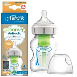 شیشه شیردهانه عریض پیرکس دکتر براونز ۱۵۰ میلی لیتر Dr Brown's web51700 - فروشگاه سیسمونی روژان
