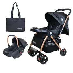 ست کالسکه و کریر اسپرینگ مدل b047 به همراه ساک لوازم کودک - فروشگاه سیسمونی روژان