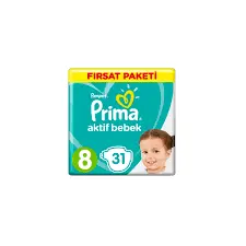 پوشک پریما پمپرز سایز 8 تعداد 31 عددی pampers prima - فروشگاه سیسمونی روژان