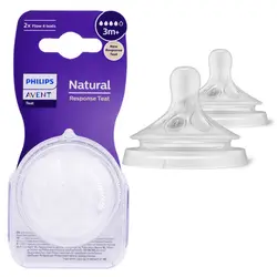 سرشیشه اونت AVENT طبیعی نچرال شماره 4 دوتایی +3m چهار قطره نسل جدید ریسپانس SCY964/02 - فروشگاه سیسمونی روژان